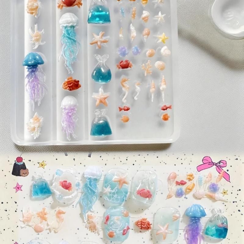 Art Craft Jellyfish - Molde de silicona 3D para uñas,